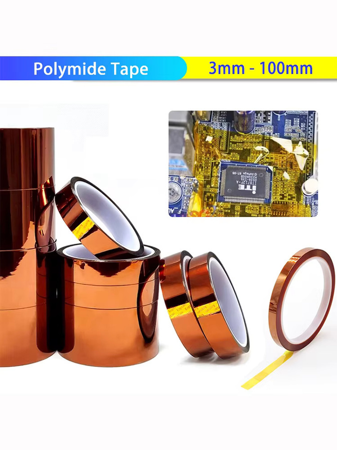 Selbstklebendes Polyimid-Klebeband in Orange, hochtemperaturbeständig und isolierend zum Schutz von Batterien, Länge: 33 m, Breite: 3 mm bis 100 mm - Bild 6
