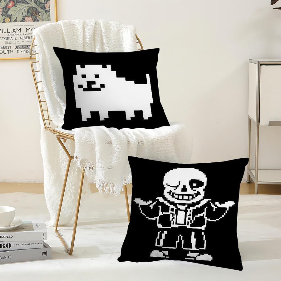 Undertale Kissenbezug aus Peach Skin für Schlafzimmer, Wohnzimmer und Auto, B/H: 18 x 18 cm - Bild 3