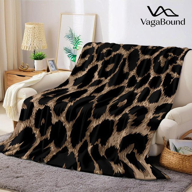 JMG Household Supplies Flaneldecke mit Leoparden-Design, weich und warm, Schwarz, B/B: 130 x 150 cm - Bild 1