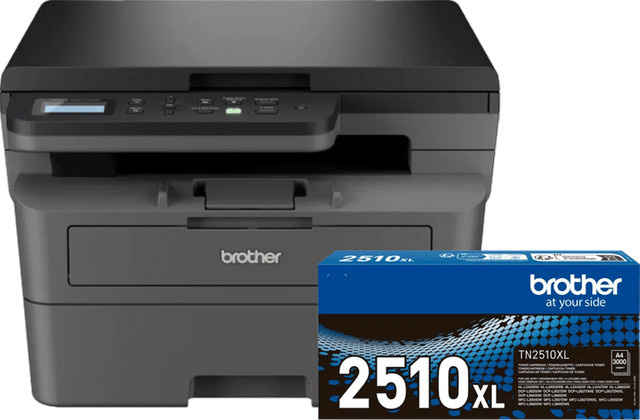 Brother DCP-L2627DWE Schwarzfarbener Laserdrucker mit Druck-, Scan- und Kopierfunktion inklusive zusätzlichem schwarzen XL-Toner via Wi-Fi und USB-A - Bild 1