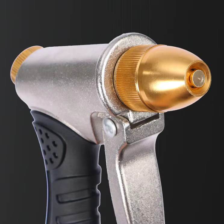 Pengliu Hochdruck-Wasserpistole aus Aluminiumlegierung in Silber, gummibeschichtete Spritzpistole für Garten und Autowäsche - Bild 2