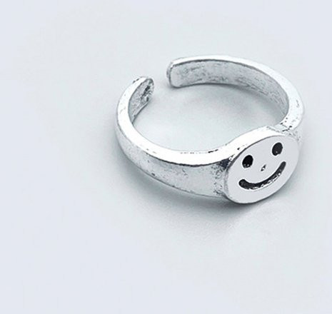 LENNIK Ring, Silber, Lächeln Gesicht, Unisex - Bild 1