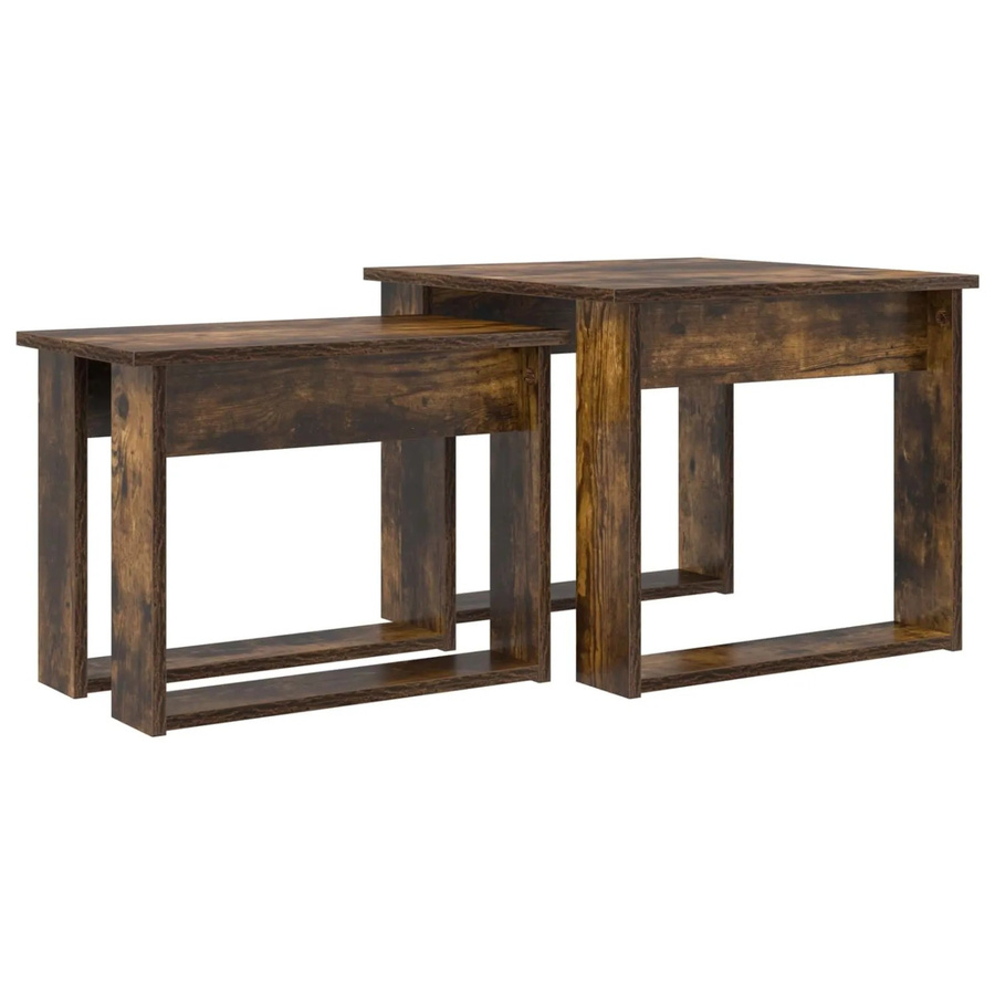 vidaXL Kaffeetisch Set 2-teilig aus Holzwerkstoff in Geräucherte Eiche, modern und rechteckig, braun - Bild 2