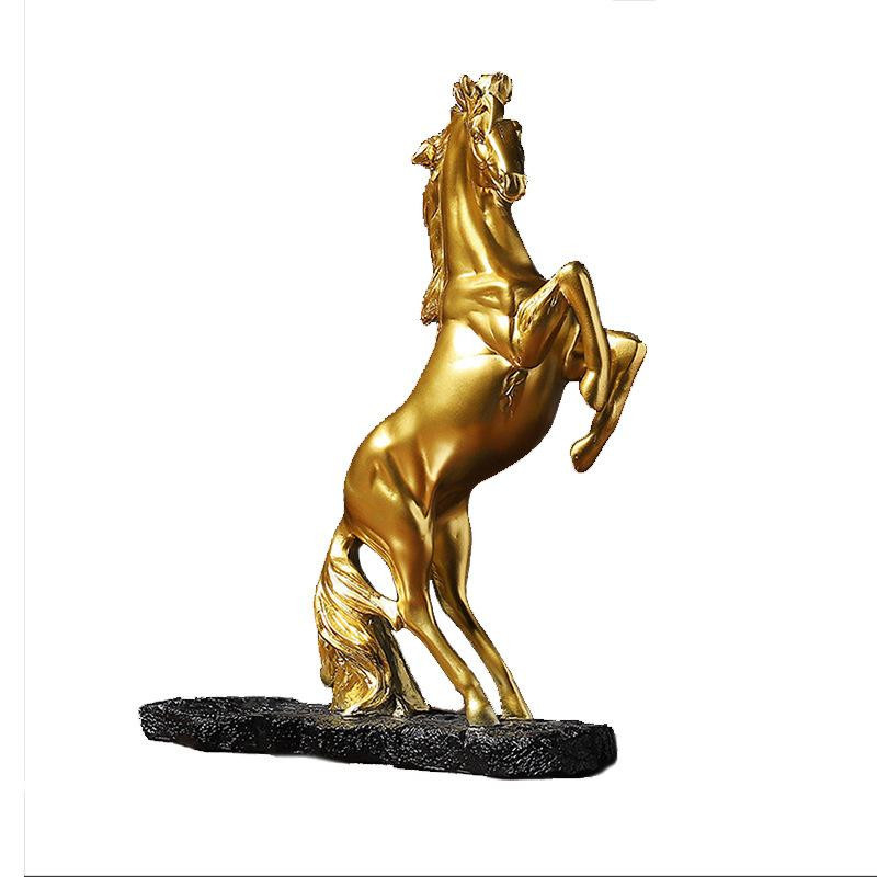 Yiran Furniture Weinregal Goldenes Kriegspferd aus Kunstharz in Gold für die Tischdekoration - Bild 2