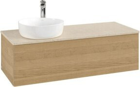 V&B Waschtischunterschrank Antao mit Frontstruktur und Beleuchtung in Eiche Honig, B/T/H: 120 x 50 x 50 cm - Bild 1