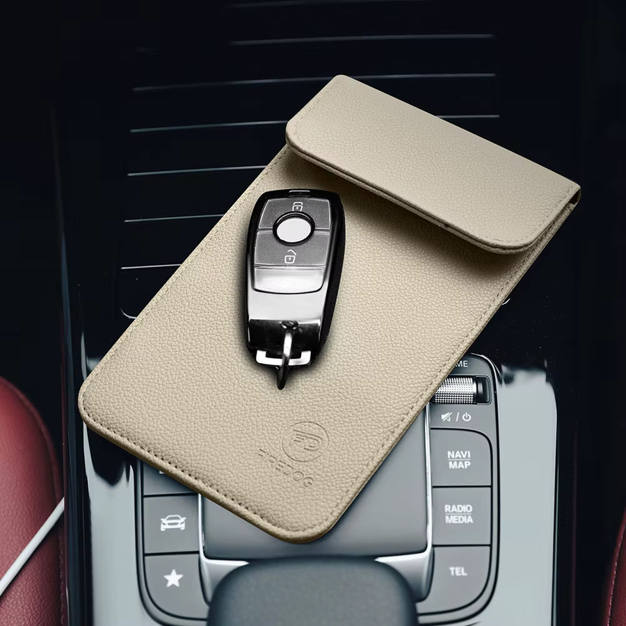 Faraday-Tasche zur Signalblockierung und als Anti-Diebstahl-Abschirmtasche für Mobiltelefone in Schwarz oder Beige - Bild 3