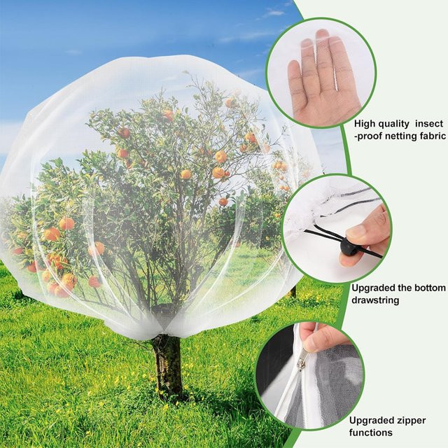 Transparente Obstbaum Netzabdeckung mit Reißverschluss und Kordelzug als Insektenschutz und Vogelschutz für deinen Garten - Bild 1