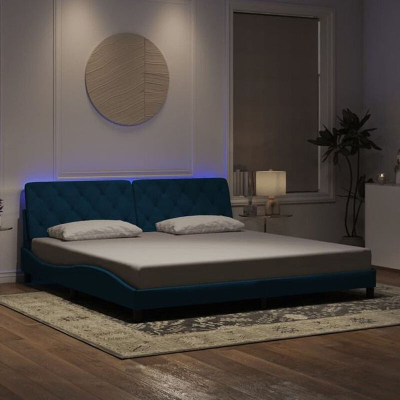 Modernes Polsterbett mit LED aus Samt und Metall von Vidaxl in Blau, B/T: 200 x 200 cm - Bild 1
