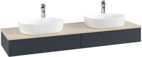 V&B Waschtischunterschrank Antao mit Frontstruktur und Beleuchtung, Farbe: Mattblau lackiert, B/T: 160 x 50 cm - Bild 1