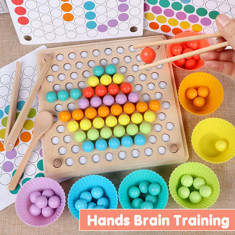 Small Foot Hände-Gehirn-Trainings-Clip-Perlen-Puzzle, Mathe-Spiel, Holzspielzeug - Bild 2