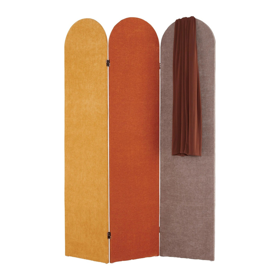 Mömax Paravent Didi aus Kiefernholz in Braun, Gelb und Grau, Höhe: 170 cm, Breite: 120 cm, Tiefe: 20 cm - Bild 2