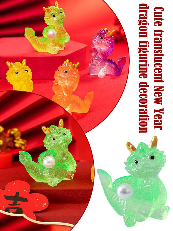 Transparente Drachenfigur von KITPIPI als bunte Dekoration aus Kunstharz für Weihnachten und Neujahr - Bild 5