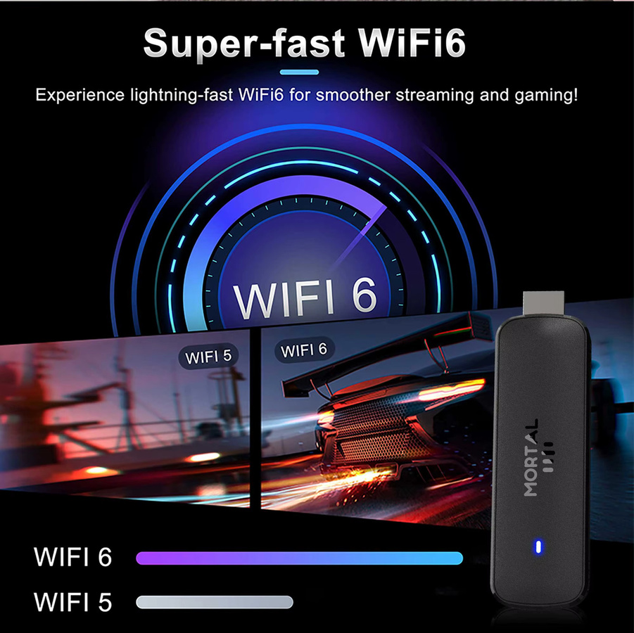 Mortal Q8 Android 14 TV-Stick mit WIFI6 und Sprachsteuerung, 8K Media Streamer in Schwarz - Bild 3