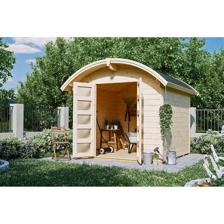 Skan Holz Gartenhaus Delft aus Holz in Beige mit Tonnendach, B/H/T: 290 x 252 x 250 cm - Bild 2