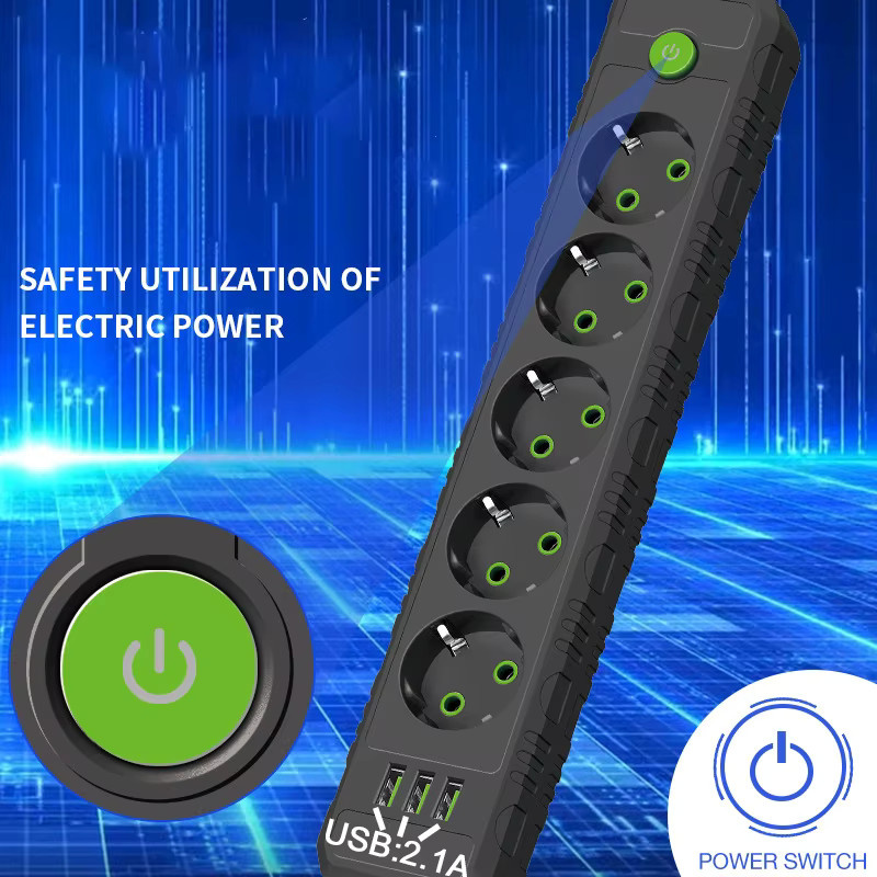 Lehotpia Steckdosenleiste mit USB-A und USB-C Ports, 2m Verlängerungskabel mit Netzfilter, erhältlich in Schwarz oder Weiß - Bild 3