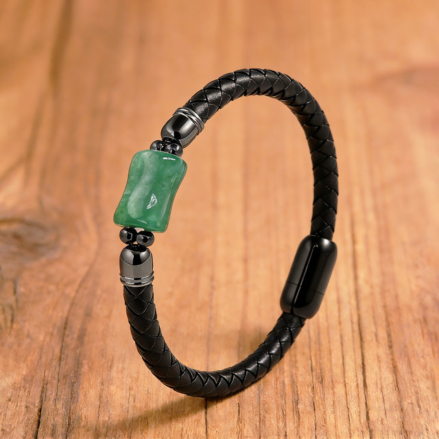 YAN MIN TRADE Lederarmband, Naturstein, Edelstahl-Verschluss - Bild 1