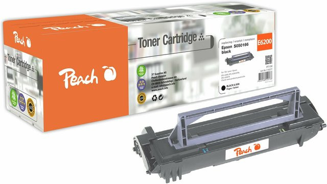Peach E6200 Toner Schwarz ersetzt Epson EPL-6200BK und C13S050166 für Epson EPL 6200, EPL 6200 DTN und EPL 6200 N (wiederaufbereitet) - Bild 1
