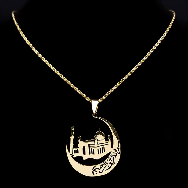 JYTF Halskette Crescent Moon, Edelstahl, Gold, Unisex - Bild 4