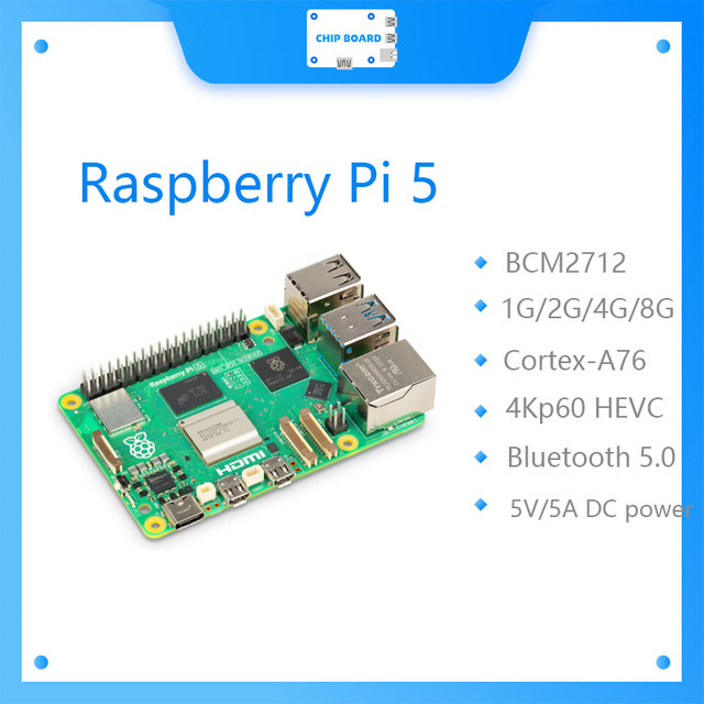 Raspberry Pi 5 Single Board Computer mit Cortex-A76, PCIe, Gigabit Ethernet und USB 3.0 in Grün - Bild 1