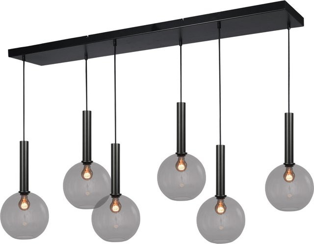 Masterlight Bella 2 Pendelleuchte 6-flammig in Schwarz matt mit rauchgrauen Glassphären - Bild 1