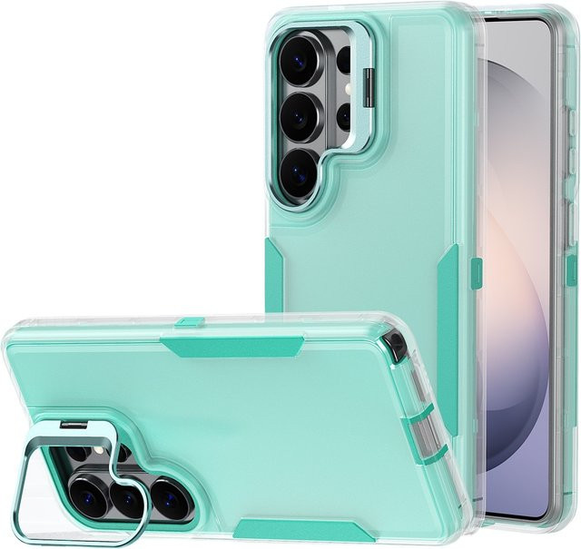 Robuste Hybrid-Hülle mit Linsenschutz aus Legierung für Samsung Galaxy S26 Ultra S26+ S25 S24 FE Plus Ultra in Pink und Türkis - Bild 1