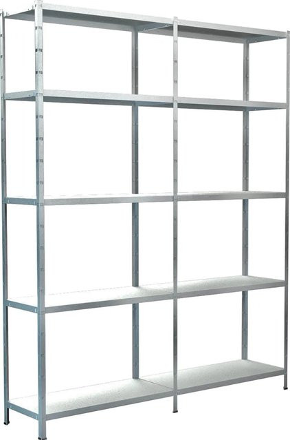 SCHULTE REGALWELT Steckregal-Set mit Anbauregal aus Metall in Weiß, 10 Fachböden, H x B x T: 200 x 160 x 35 cm - Bild 1