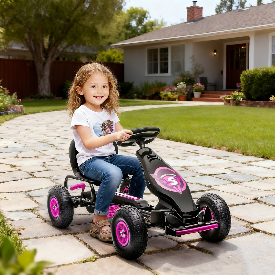 HOMCOM Gokart, Kinderfahrzeug, Rosa / Pink, ab 5 Jahre - Bild 2
