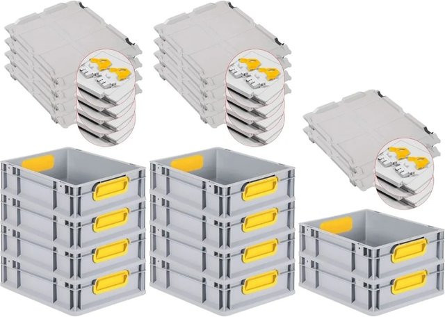 PROREGAL Spar Set 10x Eurobox Nextgen Color mit Scharnierdeckel und Schiebeschnappverschlüssen, Gelb, H x B x T: 12 x 30 x 40 cm - Bild 1
