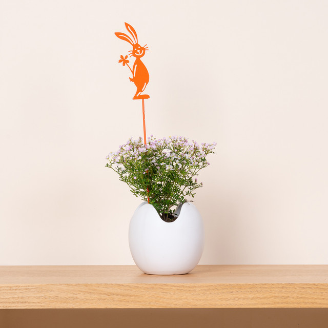BLUME2000 Deko-Stecker Hase aus Metall in Orange für Ostern und Frühling - Bild 1