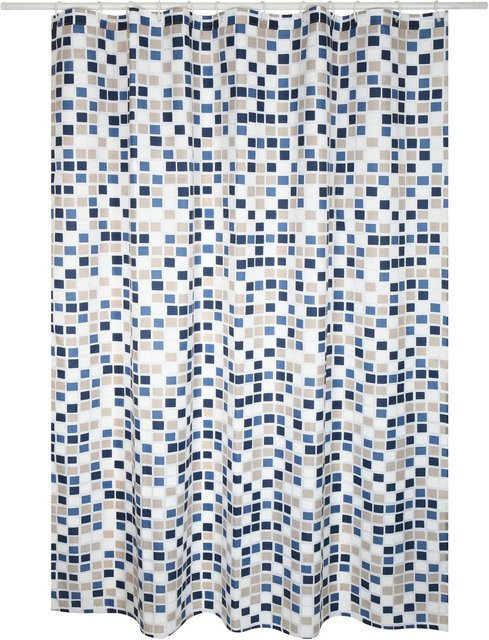 MSV Duschvorhang Mosaiko aus Polyester in Blau, B: 180 cm, H: 200 cm, wasserdicht und schimmelresistent - Bild 1
