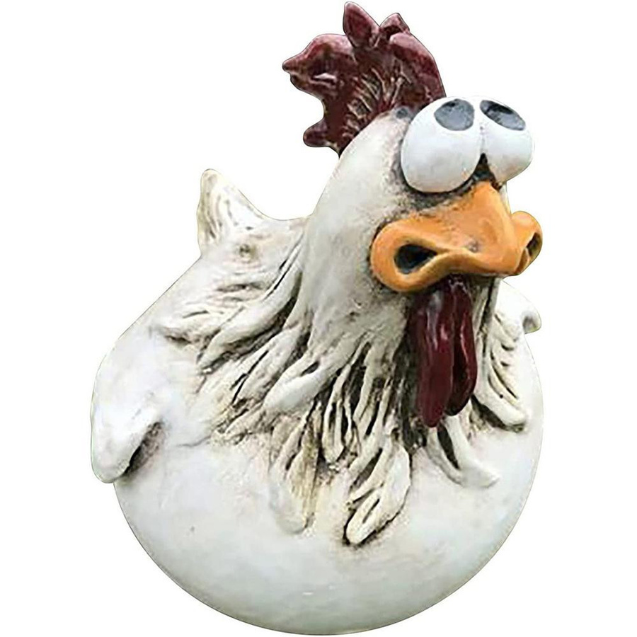 Dekorative Gartenskulptur Hahn von Yiran bag in Weiß aus Harz im Landhausstil mit Schlitz für Blumentöpfe oder Zäune - Bild 4