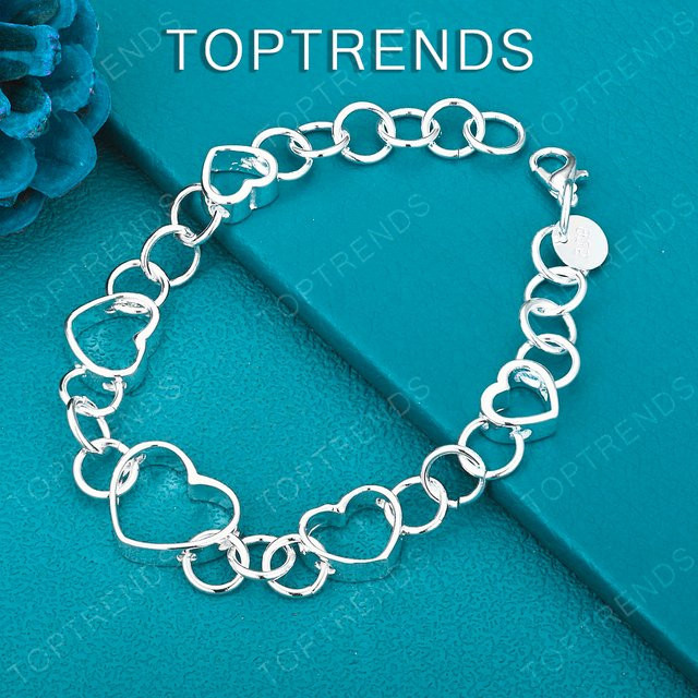 Charm-Armband 925 Silber, Herz-Motiv, Damen - Bild 1