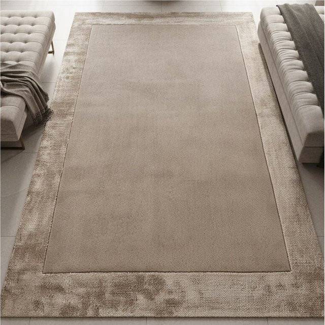 Handgewebter Wollteppich Kadima Design TYNE in Beige mit Bordüre, B: 160 cm, T: 230 cm - Bild 1
