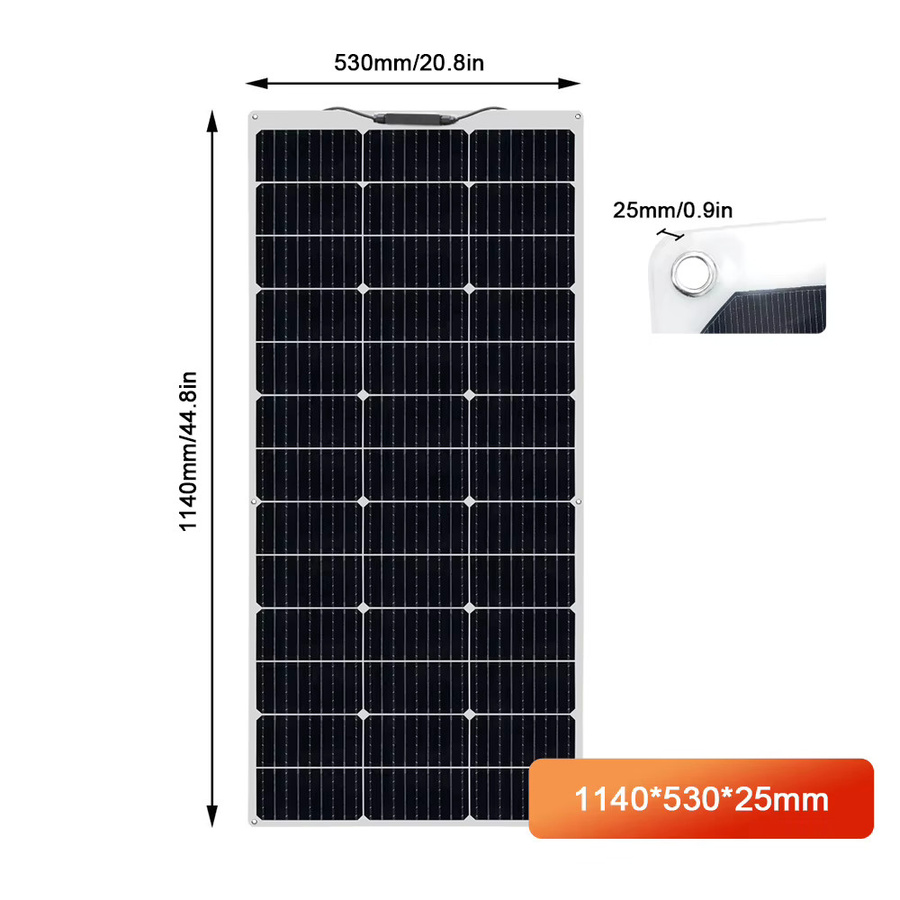 WUZECK 110W Flexibles PET-Solarpanel mit Monokristallinen Zellen in Schwarz für 12V Batterieladung - Bild 3
