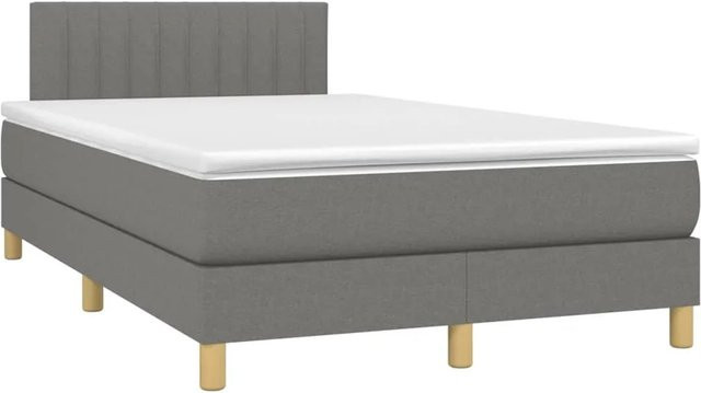 vidaXL Boxspringbett mit Matratze in Dunkelgrau, Hybridbett mit LED-Unterbettbeleuchtung und USB-Ladeanschluss, B/T: 120 x 200 cm - Bild 1