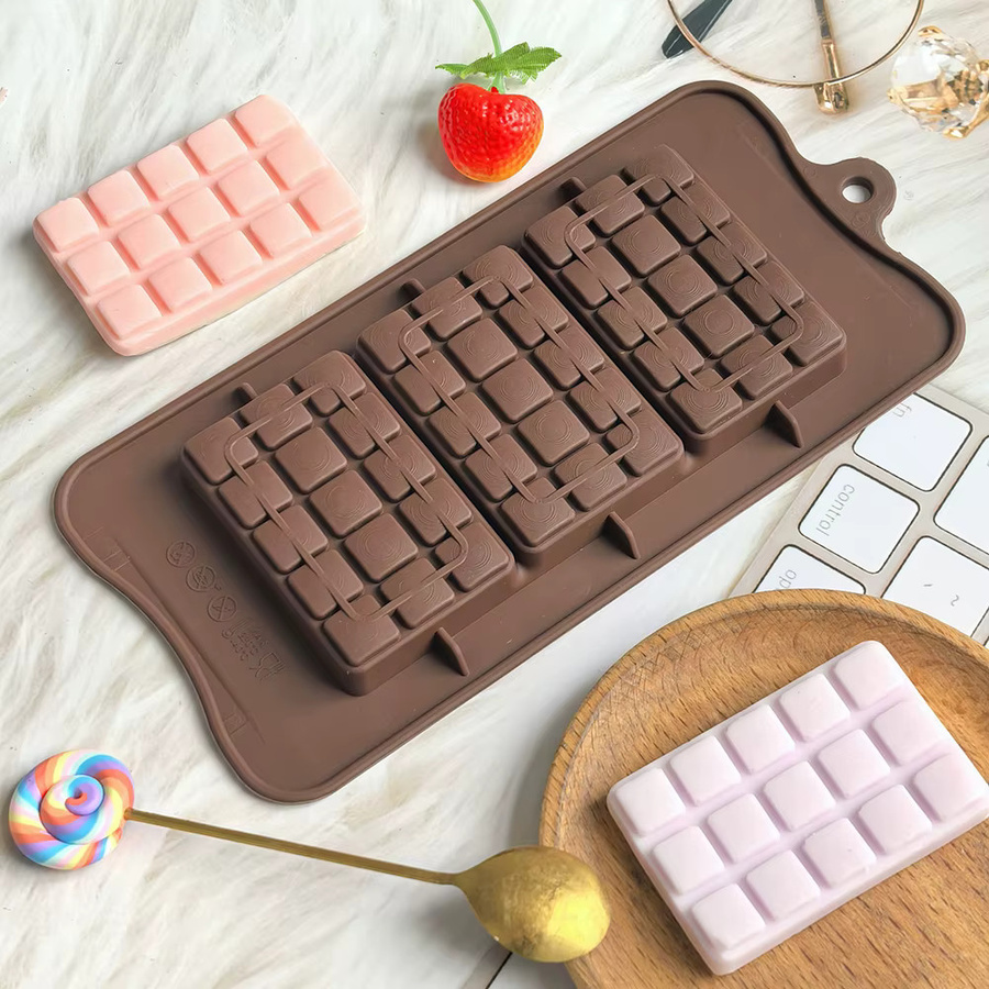 Silikonform für Schokolade und Desserts mit 3 Mulden, grün, rechteckig - Bild 3