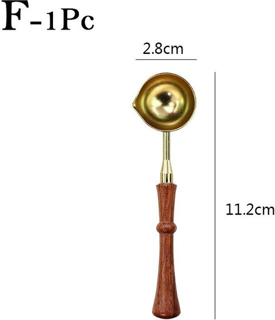 Yiran Furniture Siegelwachslöffel mit Holzgriff in Gold für Retro-Wachsstempel und Briefversiegelung aus Metall und Holz - Bild 1