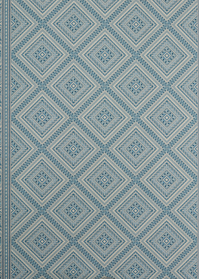 Zoffany Tapete Marquetry Trellis in Azure Blau mit geometrischem Orient-Design - Bild 1