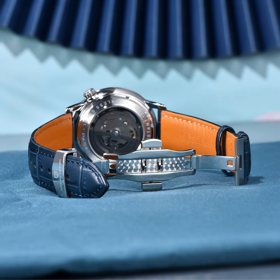 Pagani Design Automatik-Armbanduhr, Edelstahl, Blau, Leder, 42 mm, Herren - Bild 4
