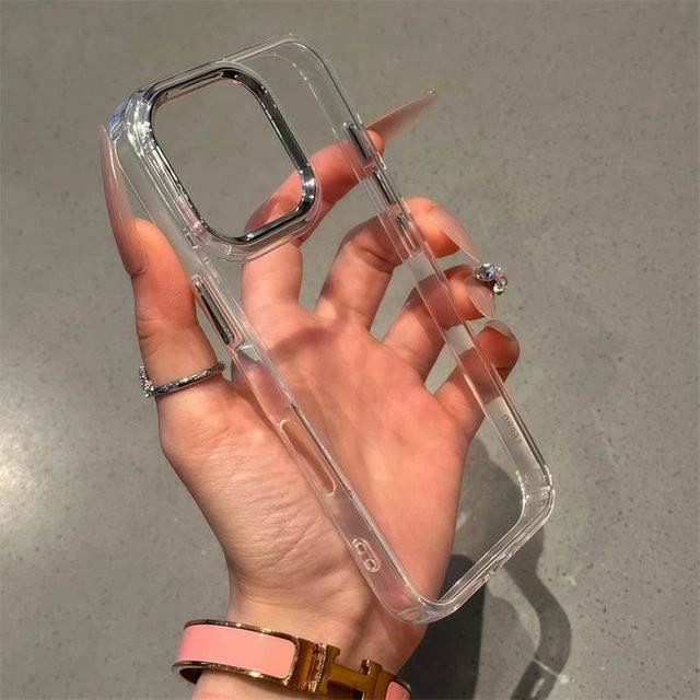 Transparente Acryl-TPU-Schutzhülle für Samsung Galaxy S25 Ultra S24 FE A56 A36 A16 mit galvanisiertem Linsenrahmen - Bild 1