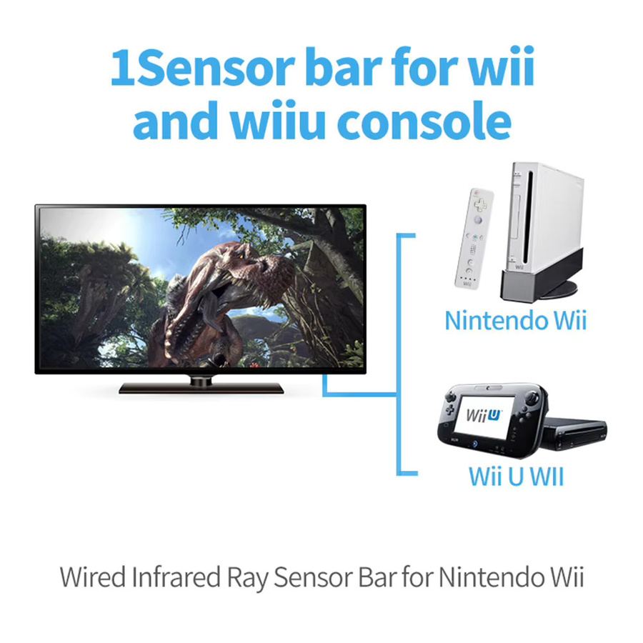 Infrarot-Sensorleiste mit USB-Verlängerungskabel für Nintendo Wii und Wii U, Schwarz - Bild 5