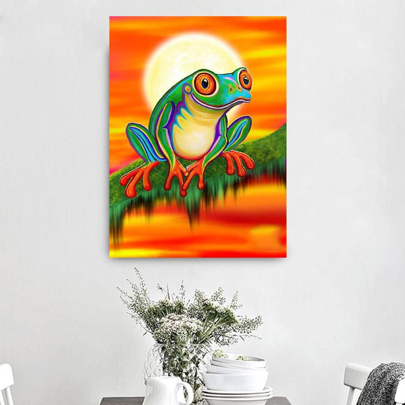 FIYO Diamond Painting DIY Frosch Motiv als Wanddekoration in Mehrfarbig, B: 30 cm, H: 20 cm - Bild 2