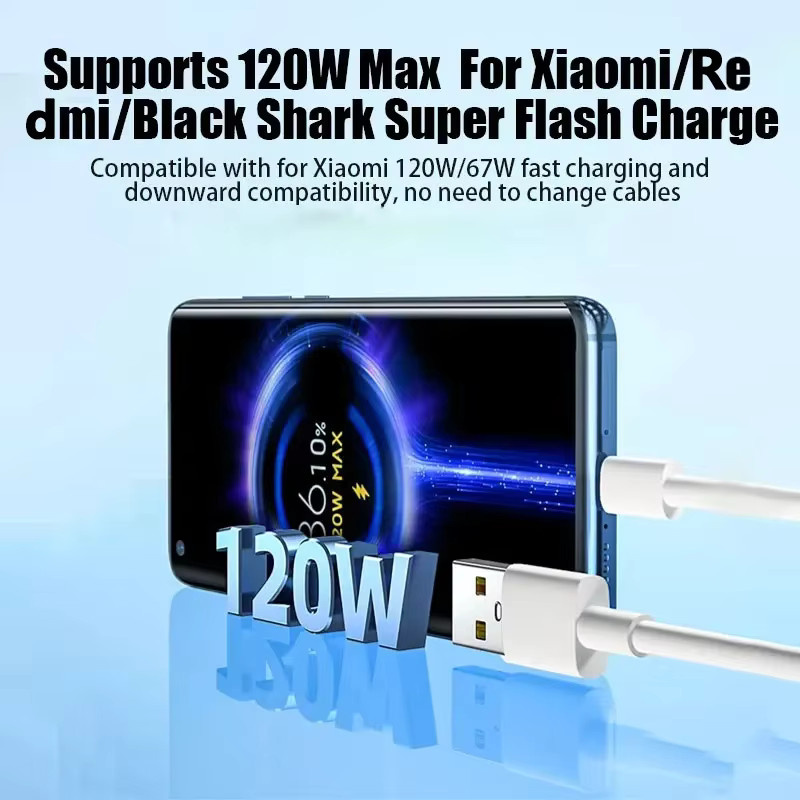 NNBILI USB Typ-C Ladekabel 120W Schnellladegerät für Xiaomi in Weiß - Bild 2