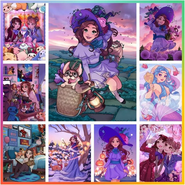 KAYOU Mädchen Fantasy, Diamantmalerei Kunst-Stich-Mosaik, bunt - Bild 1