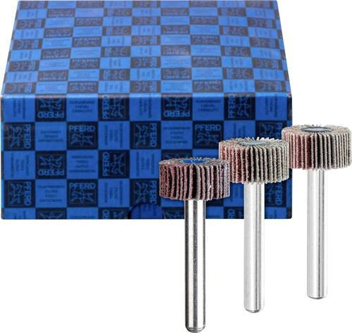 PFERD Fächerschleifer-Set 3-teilig Korund Ø 20 x 10 mm Schaft-Ø 6 mm Körnung A60, A80, A120 für Feinschliff und Finish - Bild 1