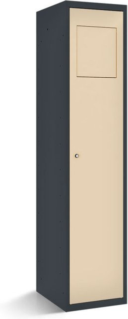 rotstahl Wäschesammelschrank mit Einwurfklappe und Scharniertüren in Elfenbein und Anthrazitgrau, B/T/H: 40 x 50 x 180 cm - Bild 1