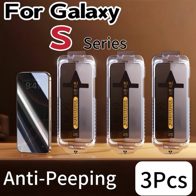 3er-Pack Samsung Anti-Spy Displayschutz aus gehärtetem Glas für Galaxy S25, S24 Ultra, S23 und S22 Plus, transparent - Bild 1
