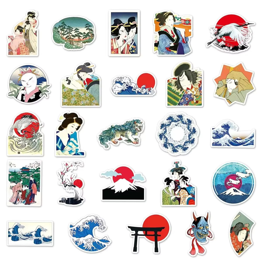 GOGOTU Japanische Ukiyo-e Kunst Meereswellen-Aufkleber, 50-teiliges Set, multicolour - Bild 3