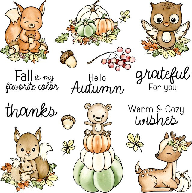 Mango craft Bastelset mit Herbst Kürbissen und Tieren aus Metall und Silikon für DIY Scrapbooking und Karten-Dekoration, Mehrfarbig - Bild 1