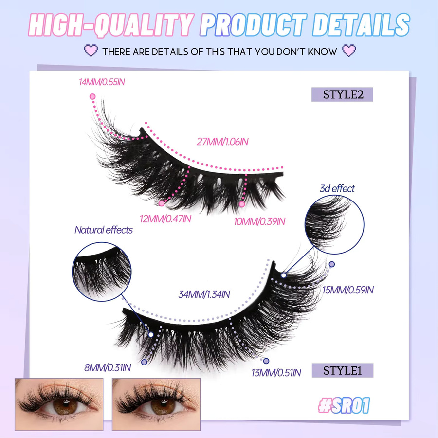 Veltrinay 3D-Wispy falsche Wimpern, Unisex - Bild 4
